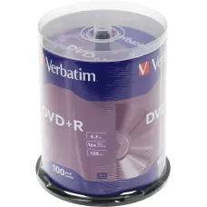 Диск DVD+R Verbatim (4.7Гб, 16x, cake box, 100) [43551]