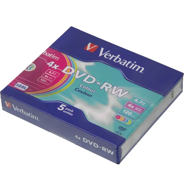 Диск DVD-RW Verbatim (4.7Гб, 4x, slim case, 5)