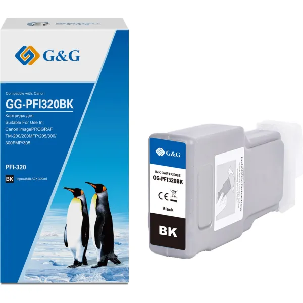 Картридж G&G GG-PFI320BK (черный; 300стр; imagePrograf TM-200, 200MFP, 205, 300, 300MFP, 305)