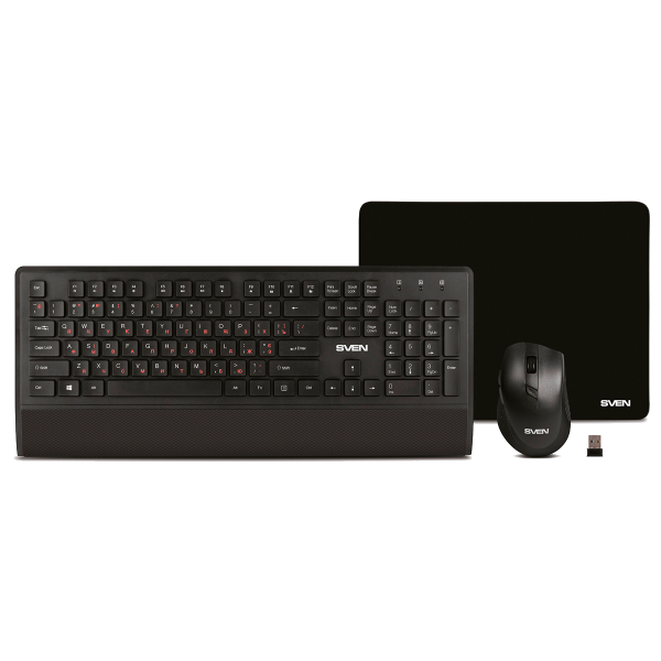 Клавиатура и мышь Sven и KB-C3800W Black USB (радиоканал, классическая мембранная, 104кл, светодиодная, кнопок 6, 1600dpi)