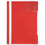 Папка-скоросшиватель Бюрократ -PS-V20RED (A4, прозрачный верхний лист, пластик, карман для визиток, красный)