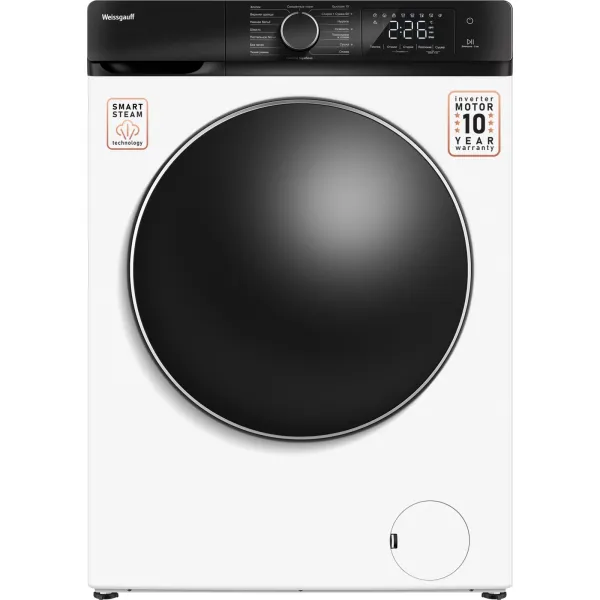 Стиральная машина Weissgauff WMD 61212 DC Inverter Steam(60x85x61см, фронтальная, макс:12кг, с сушкой, 1200об/мин, защита от протечек, белый)
