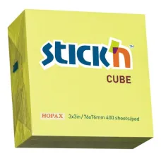 Блок самоклеящийся Hopax 21010 (бумага, желтый, 76x76мм, 400листов, 70г/м2) [21010]
