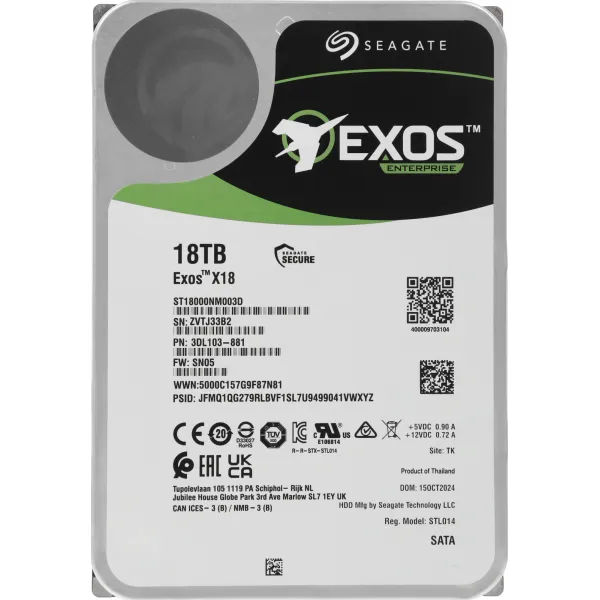 Жесткий диск HDD 18Тб Seagate Exos X18 (3.5