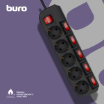 Сетевой фильтр Buro 500SH-5-SW (5м, 5xEURO, 2,2кВт, 10А)