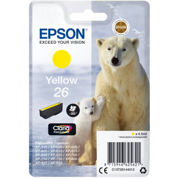 Чернильный картридж Epson C13T26144012 (желтый; 300стр; XP-600, 700, 800)