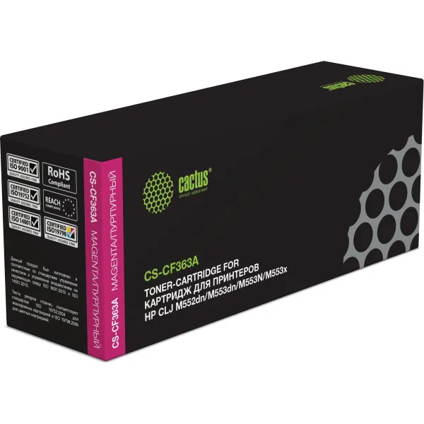 Тонер-картридж Cactus HP CS-CF363A (пурпурный; 5000стр; CLJ M552dn, M553dnM553N, M553x)