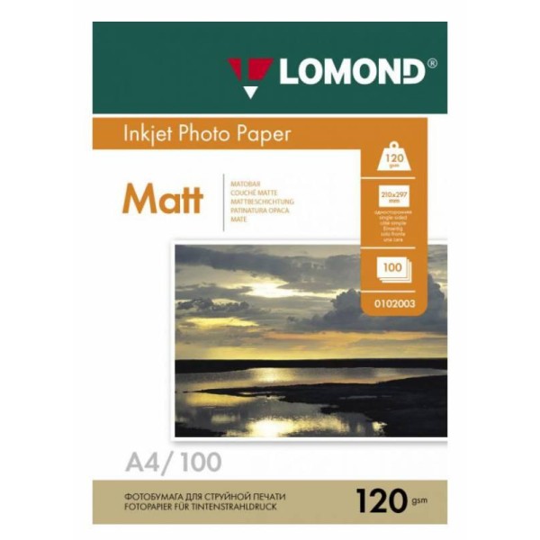 Фотобумага Lomond 0102003 (A4, 120г/м2, для струйной печати, односторонняя, матовая, 100л)