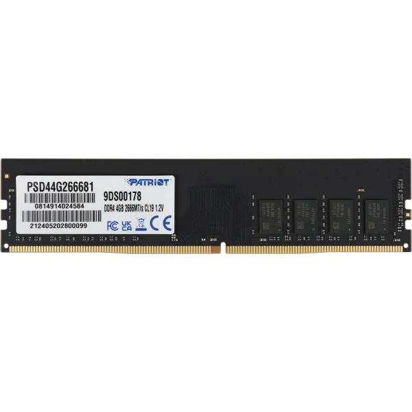 Память DIMM DDR4 4Гб 2666МГц Patriot Memory (21300Мб/с, CL19, 288-pin, 1.2 В)