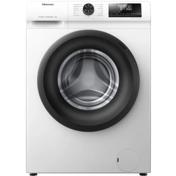 Стиральная машина Hisense WFQP7012VM(фронтальная средняя, класс стирки/отжима/э.потребления: A/B/A-30% , макс: 7кг, 1200 об/мин, инвертер, 59.5x84.5x43.5см, белый)