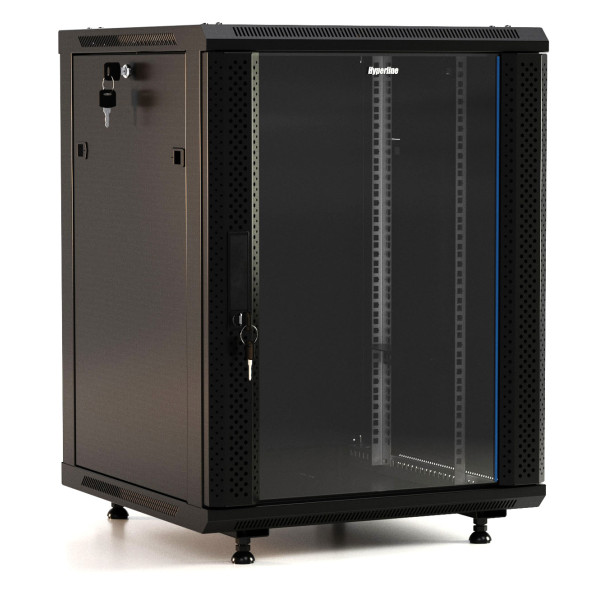 Шкаф коммутационный настенный Hyperline TWB-FC-2245-GP-RAL9004 (22U, 600x1098x450мм, IP20, 60кг)