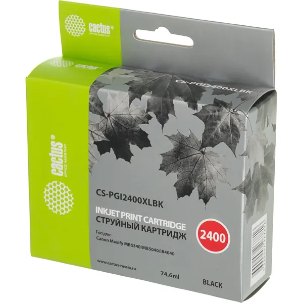 Чернильный картридж Cactus CS-PGI2400XLBK (черный пигментный; 74,6стр; MAXIFY iB4040, МВ5040, МВ5340)