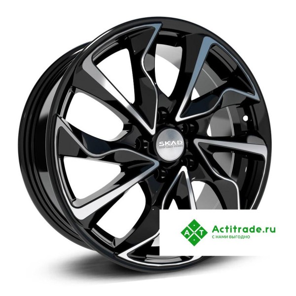 Скад Marseille R17/7J PCD 5x112 ET 47 ЦО 57,1 черный с полированной лицевой поверхностью