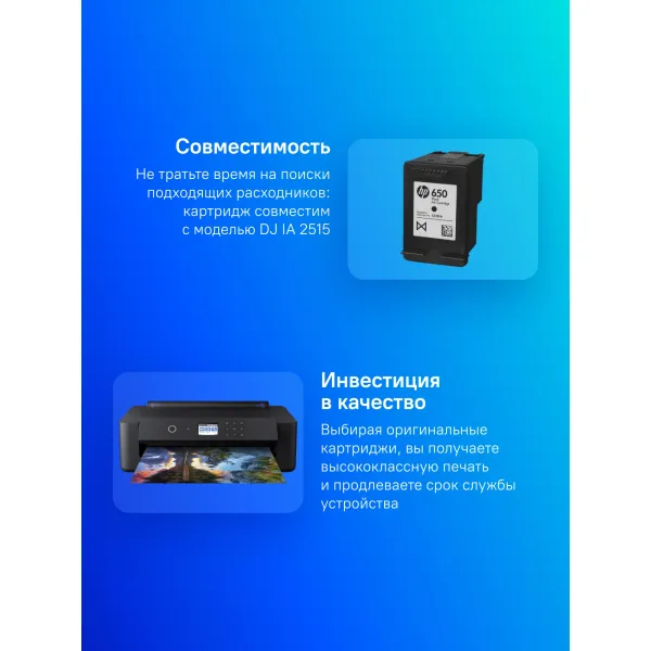 Чернильный картридж HP 650 (черный; DJ IA 2515)