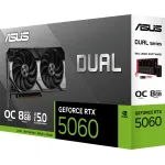 Видеокарта GeForce RTX 5060 2410МГц 8Гб ASUS DUAL OC (GDDR7, 128бит, 1xHDMI, 3xDP)