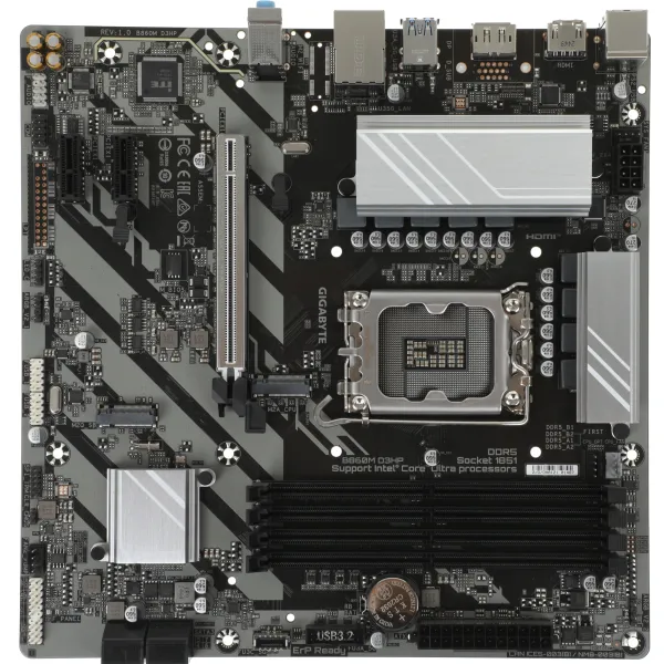 Материнская плата Gigabyte B860M D3HP (Socket-1851, xDDR4 DIMM, microATX, RAID SATA: 0,1,10,5)
