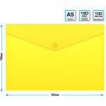 Конверт на кнопке Бюрократ PK804A5NYEL (A5, пластик, непрозрачный, толщина пластика 0,18мм, желтый)