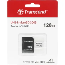 Карта памяти microSDXC 128Гб Transcend (Class 10, 100Мб/с, UHS-I U3, адаптер на SD) [TS128GUSD300S-A]