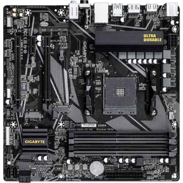 Материнская плата Gigabyte B550M DS3H AC R2 (AM4, 4xDDR4 DIMM, microATX, RAID SATA: 0,1,10)