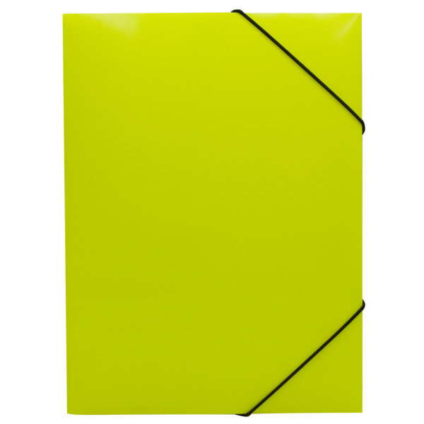 Папка на резинке Бюрократ Double Neon DNE510YELBL (A4, пластик, толщина пластика 0,5мм, ширина корешка 30мм, желтый)