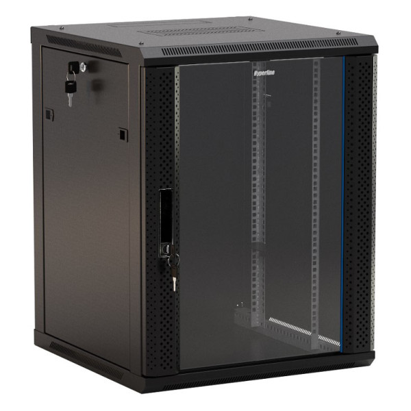Шкаф коммутационный настенный Hyperline TWB-1266-GP-RAL9004 (12U, 600x650x600мм, IP20, 60кг)