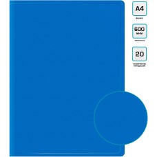 Папка Бюрократ -BPV20BLUE (A4, пластик, толщина пластика 0,6мм, карман торцевой с бумажной вставкой, синий) [BPV20BLUE]