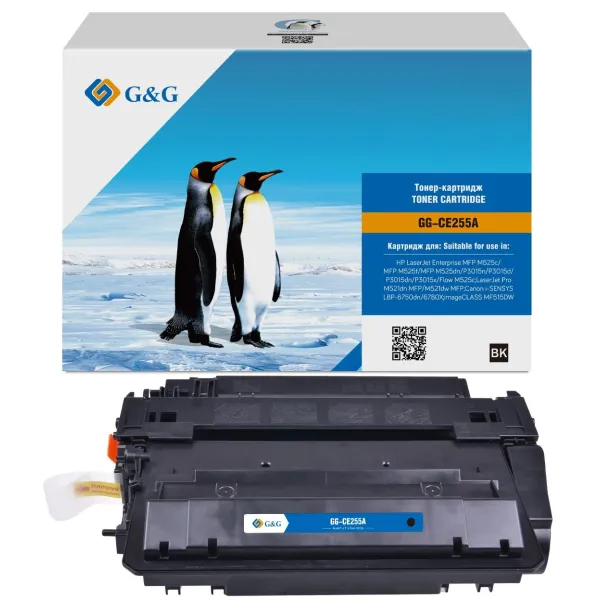Тонер-картридж G&G GG-CE255A (черный; 6000стр; LJ Enterprise MFP M525c, P3015n, LJ Pro M521dn MFP, M521dw MFP)
