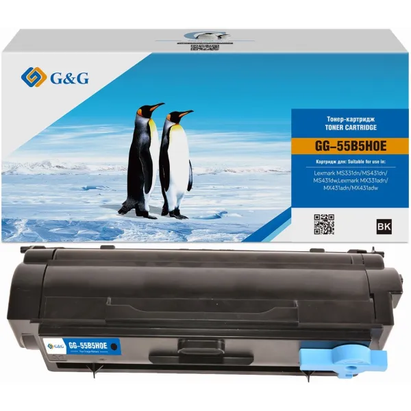 Тонер-картридж G&G GG-55B5H0E (черный; 15000стр; MS331dn, MS431dn, MS431dw, MX331adn, MX431adn, MX431adw)