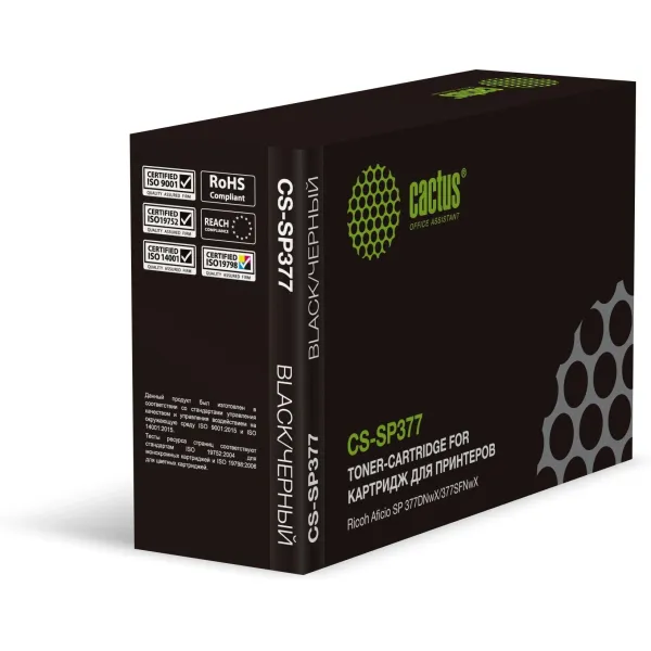 Тонер-картридж Cactus CS-SP377 (черный; 6400стр; Aficio SP 377DNwX, 377SFNwX)