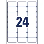 Этикетки Avery Zweckform (A4, односторонняя, 20 листов, белый, накл: 24шт, 33,9x63,5мм)