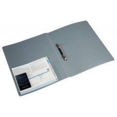 Папка на кольцах Бюрократ 0827/2RGREY (количество колец 2, форма колец О-образные, A4, пластик, толщина пластика 0,7мм, ширина корешка 27мм, карман внутренний и торцевой с бумажной вставкой, серый) [0827/2RGREY]
