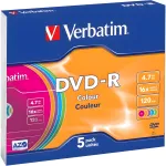 Диск DVD-R Verbatim (4.7Гб, 16x, slim case, 5)