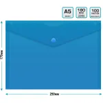 Конверт на кнопке Бюрократ PK804A5BLU (A5, пластик, толщина пластика 0,18мм, синий)