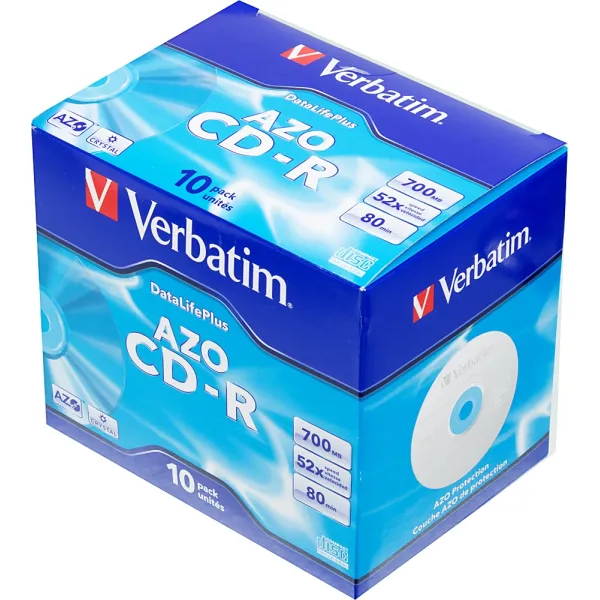 Диск CD-R Verbatim (0.68359375Гб, 52x, jewel case, 10)