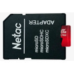 Карта памяти microSDXC 64Гб Netac (Class 10, 100Мб/с, UHS-I U3, адаптер на SD)