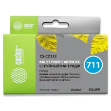 Чернильный картридж Cactus HP 711 CS-CZ132 (желтый; 26стр; 26мл; DJ T120, T520, 530) [CS-CZ132]