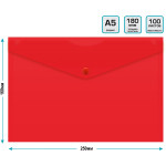 Конверт на кнопке Бюрократ -PK804A5NRED (A5, пластик, непрозрачный, толщина пластика 0,18мм, красный)