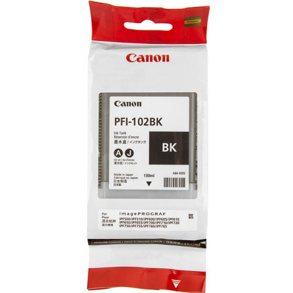 Картридж Canon PFI-102 (черный; 130стр; 130мл; IP iPF500, 600, 700, 710)