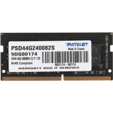 Память SO-DIMM DDR4 4Гб 2400МГц Patriot Memory (19200Мб/с, CL17, 260-pin, 1.2 В) [PSD44G240082S]