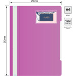 Папка-скоросшиватель Бюрократ -PS-V20VIO (A4, прозрачный верхний лист, пластик, карман для визиток, фиолетовый)