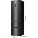 Холодильник Hisense RM469N4AFD1 (No Frost, A+++, 2-камерный, объем 396:270/126л, инверторный компрессор, черный)