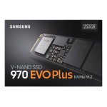 Жесткий диск SSD 250Гб Samsung 970 Evo Plus (M.2, 3500/2300 Мб/с, 550000 IOPS, PCI-E, 512Мб, для ноутбука и настольного компьютера)