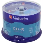 Диск CD-R Verbatim (0.68359375Гб, 52x, cake box, 50)