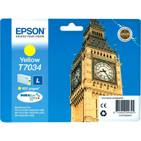 Картридж Epson C13T70344010 (желтый; 800стр; Epson WP-4535 DWF, Epson WP-4515 DN, Epson WP-4015DN, Epson WP-4595 DNF, Epson WP-4525 DNF, Epson WP-4545 DTWF, Epson WP-4095DN, Epson WP-4025DW)