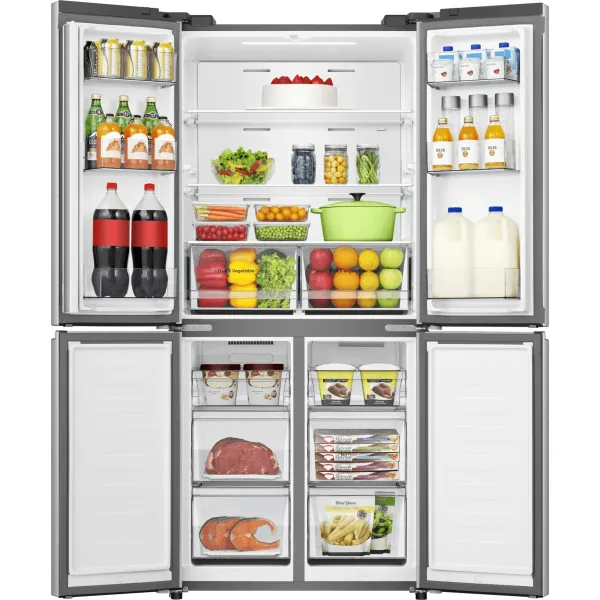 Холодильник Hisense RQ5P470SEI1 (No Frost, A+, 3-камерный, Side by Side, объем 530:331/199л, инверторный компрессор, серый)