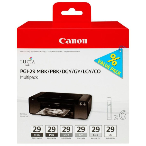 Набор картриджей Canon PGI-29 MBK/PBK/DGY/GY/LGY/CO MULTI (многоцветный; PIXMA Pro-1)