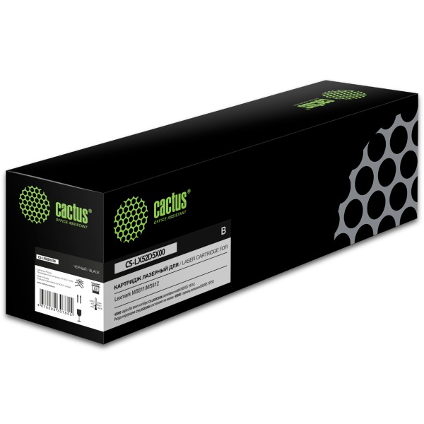 Тонер-картридж Cactus CS-LX52D5X00 (черный; 45000стр; MS811, MS812)