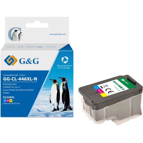 G&G GG-CL-446XL-N (голубой, желтый, пурпурный; 15стр; PIXMA MX494; MG2440, 2545S, 2940, 2540, 2540S, 3040;iP2840;TS204, 304, 3140, 3340;TR4540)