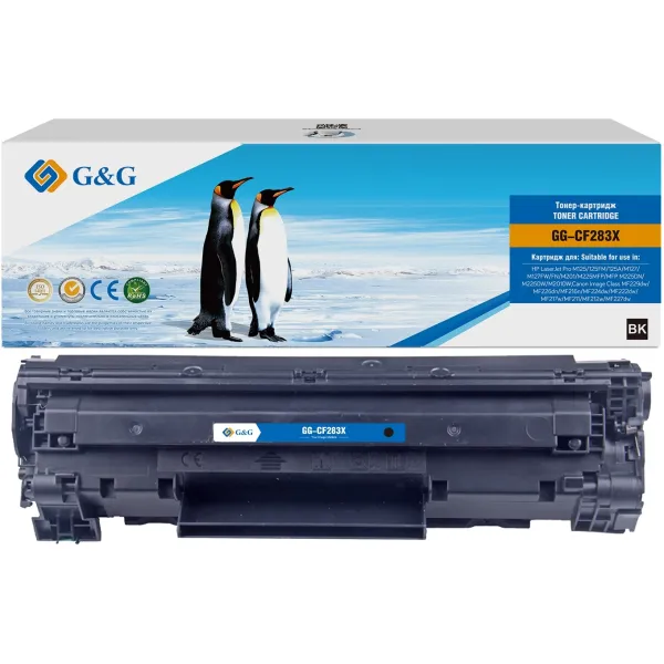 Тонер-картридж G&G GG-CF283X (черный; 2200стр; LJ Pro M125, 125FW, 125A, M127, M127FW, FN, M201, M225MFP)