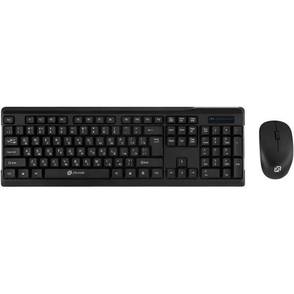 Клавиатура и мышь Oklick 230 M Wireless Keyboard & Optical Mouse Black USB (радиоканал, классическая мембранная, 104кл, светодиодная, кнопок 3, 1000dpi)